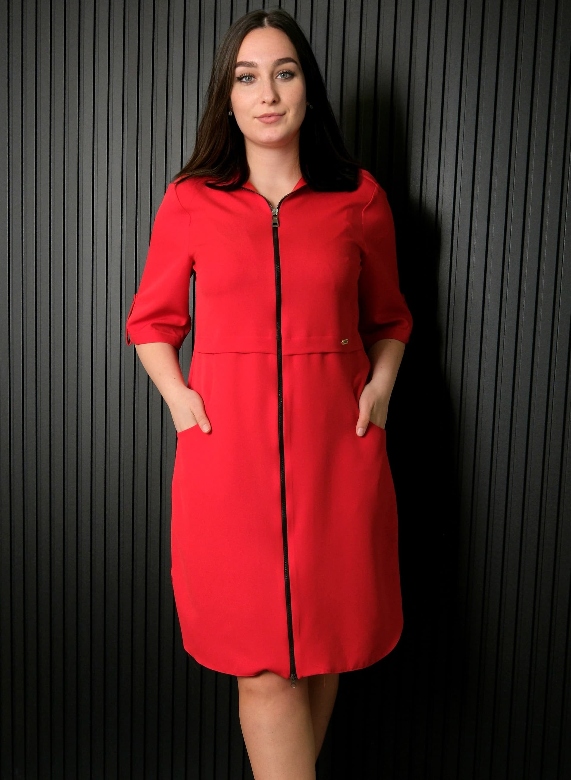 Rochie fermoar fata - Rosu